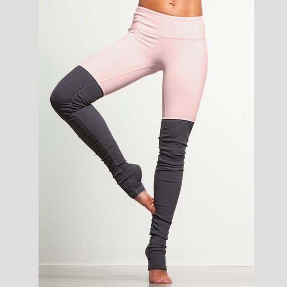 ALO Yoga Pants - Alo Goddess Leggings Pink Cloud/Stormy Heather